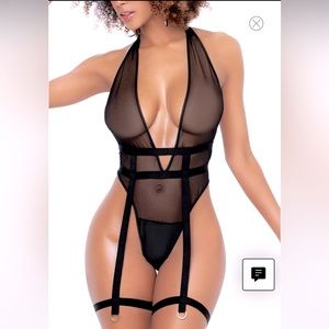 Brand New🌟Mapale Lingerie Mesh Bodysuit with Garter Straps